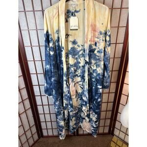 Wonderly Kimono Robe/MUMU Tie Dye 100% Viscose Medium Soft Long Robe